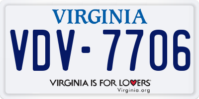 VA license plate VDV7706