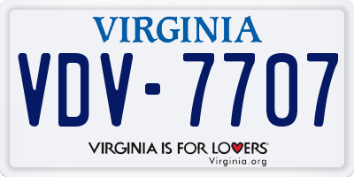 VA license plate VDV7707