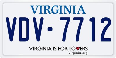 VA license plate VDV7712