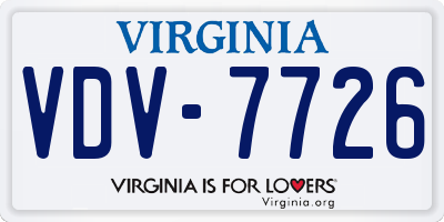 VA license plate VDV7726