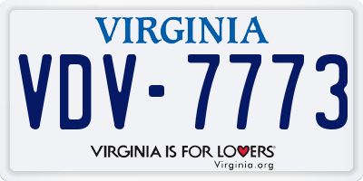 VA license plate VDV7773