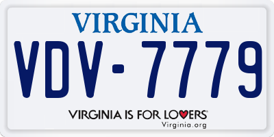 VA license plate VDV7779