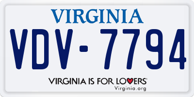 VA license plate VDV7794