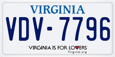 VA license plate VDV7796