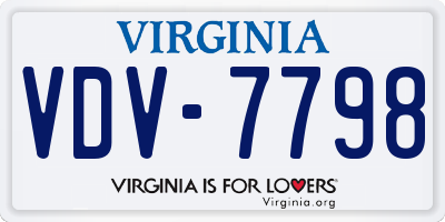 VA license plate VDV7798