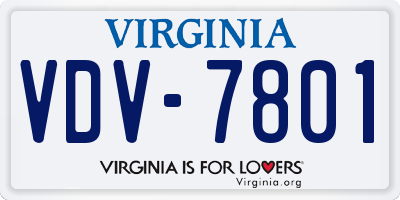 VA license plate VDV7801