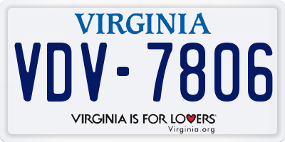 VA license plate VDV7806