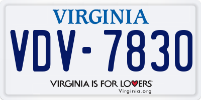 VA license plate VDV7830