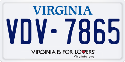 VA license plate VDV7865
