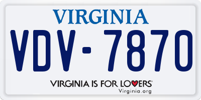 VA license plate VDV7870