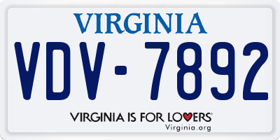 VA license plate VDV7892