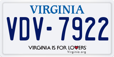 VA license plate VDV7922