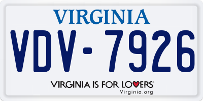VA license plate VDV7926