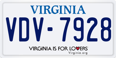 VA license plate VDV7928