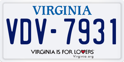 VA license plate VDV7931