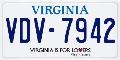 VA license plate VDV7942