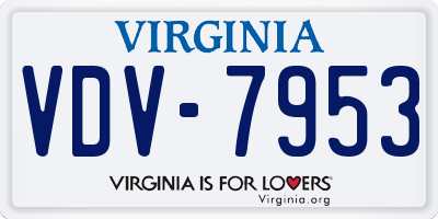 VA license plate VDV7953