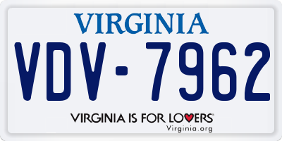 VA license plate VDV7962