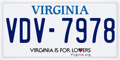 VA license plate VDV7978