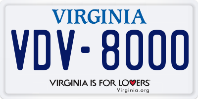 VA license plate VDV8000