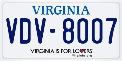 VA license plate VDV8007