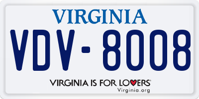 VA license plate VDV8008