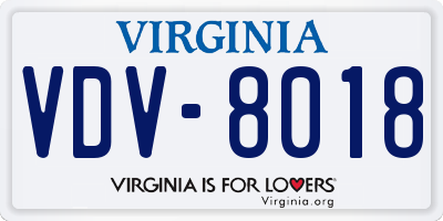 VA license plate VDV8018