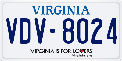 VA license plate VDV8024