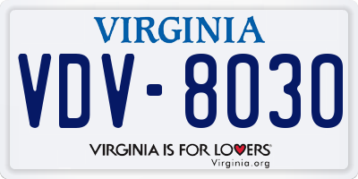 VA license plate VDV8030