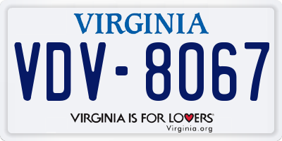 VA license plate VDV8067