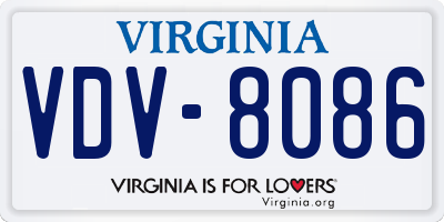 VA license plate VDV8086
