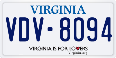 VA license plate VDV8094