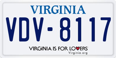 VA license plate VDV8117
