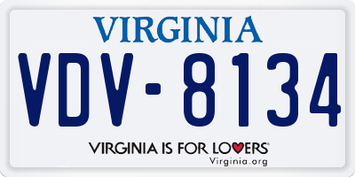 VA license plate VDV8134