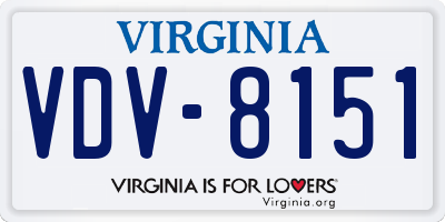 VA license plate VDV8151