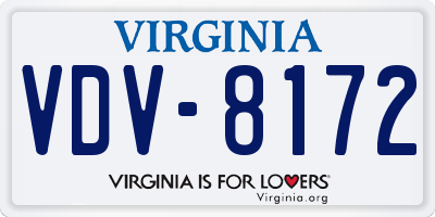 VA license plate VDV8172