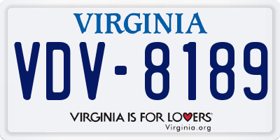VA license plate VDV8189