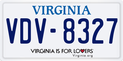 VA license plate VDV8327