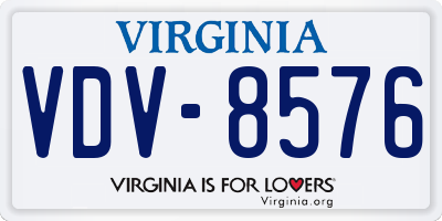 VA license plate VDV8576