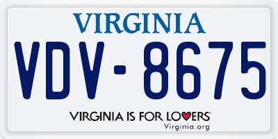 VA license plate VDV8675