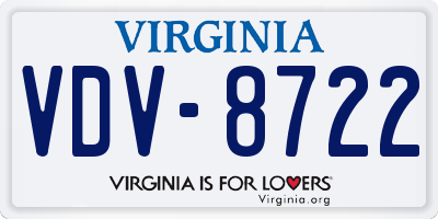 VA license plate VDV8722