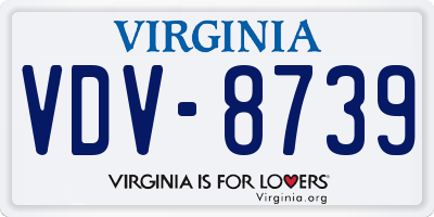 VA license plate VDV8739