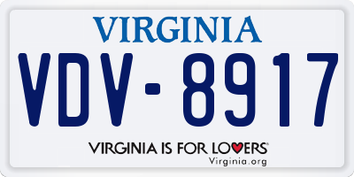 VA license plate VDV8917