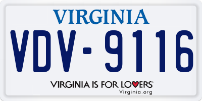 VA license plate VDV9116