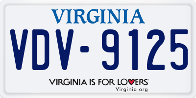 VA license plate VDV9125