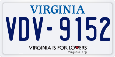VA license plate VDV9152