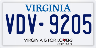 VA license plate VDV9205
