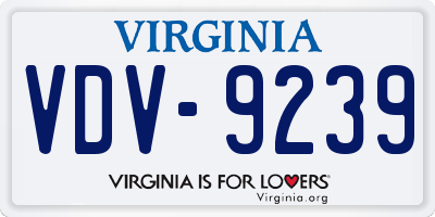 VA license plate VDV9239