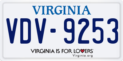 VA license plate VDV9253