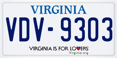VA license plate VDV9303